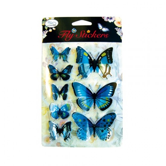 Set 8 stickere 3D - Fluturi albastri