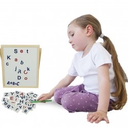 Tabla magnetica de scris cu marker, din lemn, cu litere magnetice