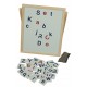 Tabla de scris din lemn cu alfabet magnetic, litere mari si mici, pentru copii