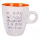 Cana mini de cafea, cu mesaj motivational - A day without laughter is a day wasted