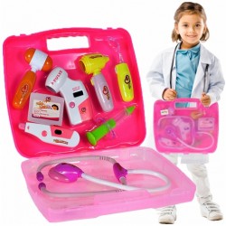 Trusa de doctor in valiza, cu sunete si lumini, roz - MalPlay