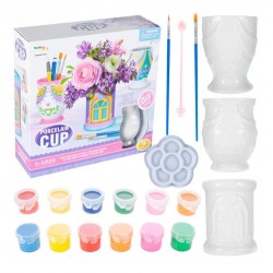 Set de vase din portelan pentru pictat, cu pensule si vopsele incluse 