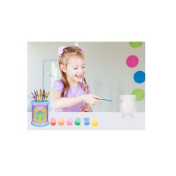 Set de vase din portelan pentru pictat, cu pensule si vopsele incluse 