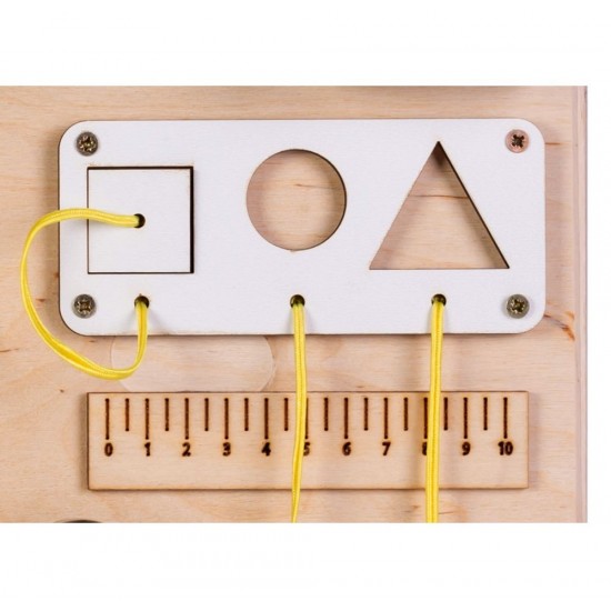 Placa senzoriala busy board, multiactivitati 3D, din lemn, 50  x 38 cm, pentru fetite