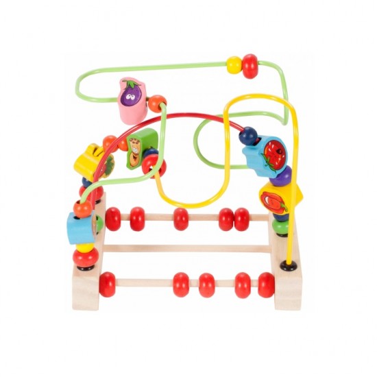 Jucarie din lemn Montessori - Labirint cu bile si numaratoare - MalPlay