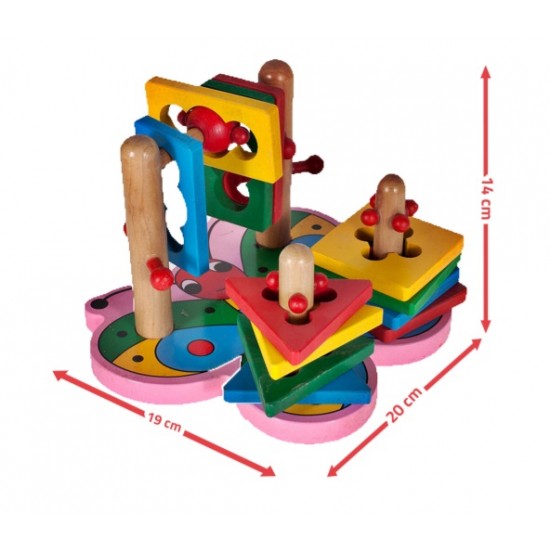 Puzzle educativ din lemn - Fluture sortator 3D - MalPlay