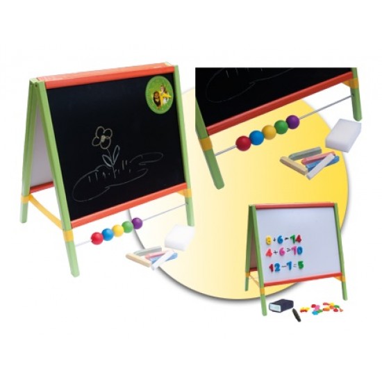 Tabla de scris completa 2 in 1, cu accesorii, pentru copii - multicolora